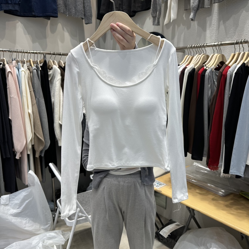 HOT PLACE韓國直郵㊣女裝新款熱賣職業推薦休閑長袖T恤系帶HOT PLACE_ISSUE/DREAM GIRIS長袖T恤圖色1