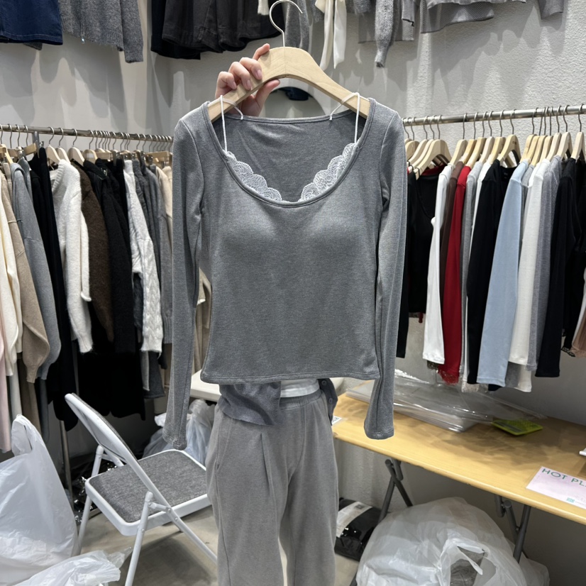 HOT PLACE韓國直郵㊣女裝新款熱賣職業推薦休閑長袖T恤系帶HOT PLACE_ISSUE/DREAM GIRIS長袖T恤圖色2