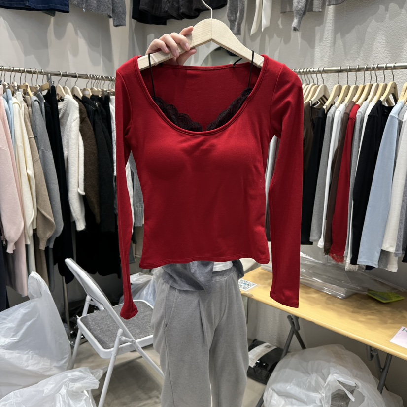 HOT PLACE韓國直郵㊣女裝新款熱賣職業推薦休閑長袖T恤系帶HOT PLACE_ISSUE/DREAM GIRIS長袖T恤圖色3