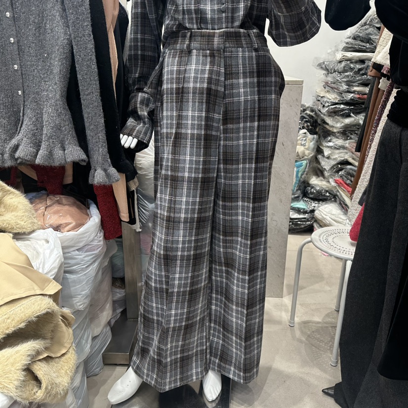 SENSIBLE-S東大門㊣實拍女士新品時尚人氣25秋冬休閑褲格子褶裥SENSIBLE休閑褲圖色1