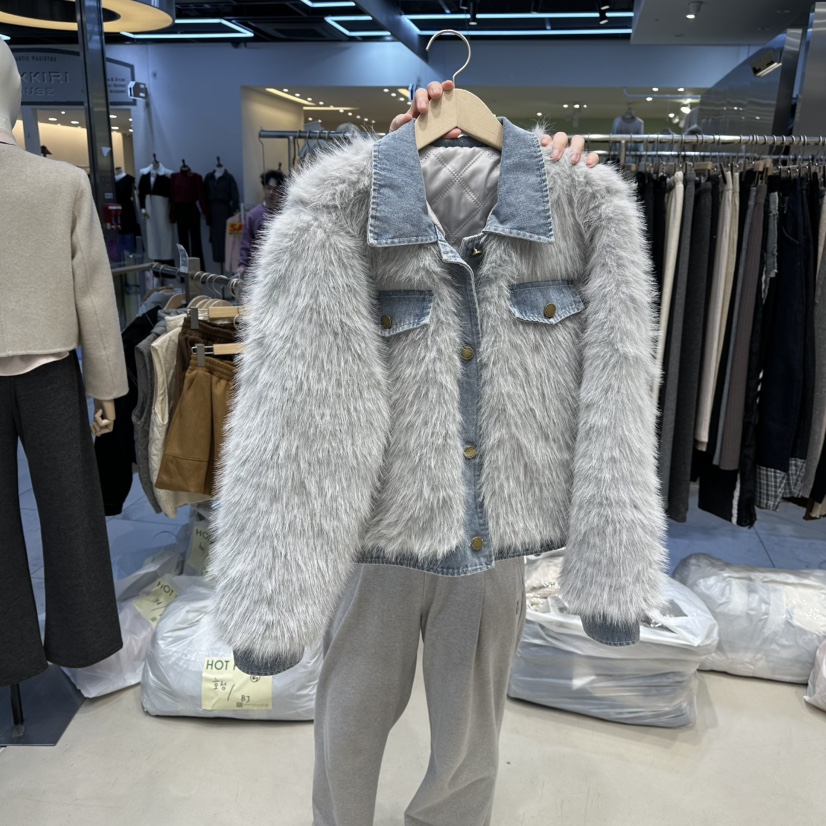 HOT PLACE東大門㊣代購女士新品休閑時尚推薦短款大衣皮草HOT PLACE_ISSUE/DREAM GIRIS短款大衣圖色2