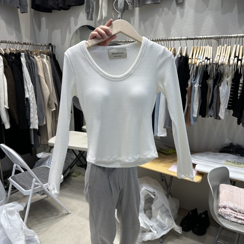 HOT PLACE韓國代購㊣女士新款真品休閑25秋冬熱賣時尚長袖T恤HOT PLACE_ISSUE/DREAM GIRIS長袖T恤圖色1