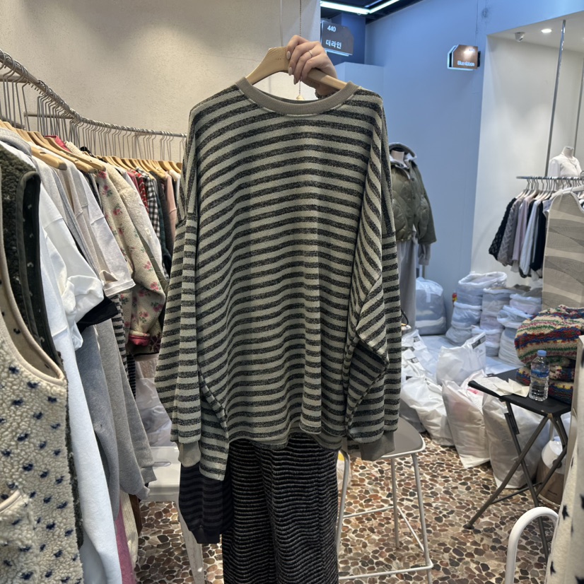 THE LINE-Q韓國代購㊣女士新款25秋冬真品休閑推薦長袖T恤THE LINE-Q長袖T恤圖色2