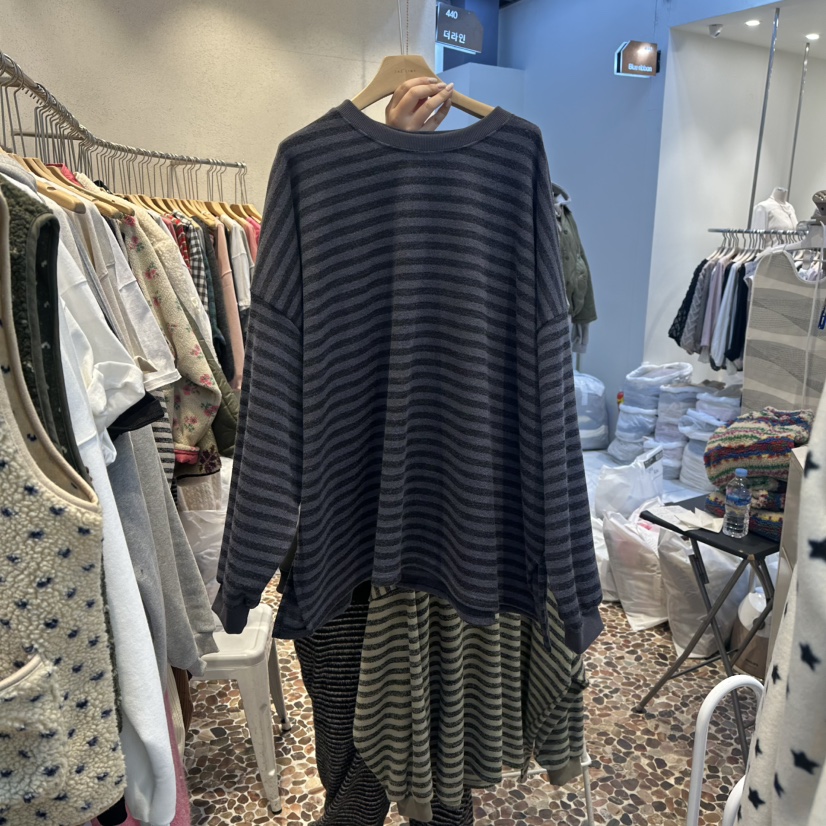 THE LINE-Q韓國代購㊣女士新款25秋冬真品休閑推薦長袖T恤THE LINE-Q長袖T恤圖色3