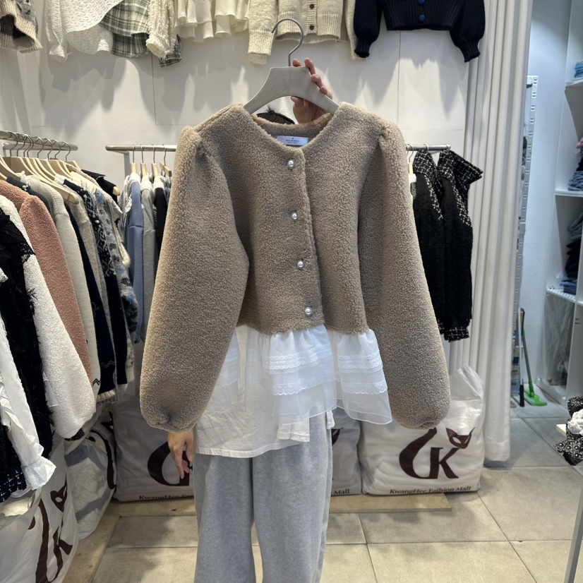 LADYBUG+ADORABLE東大門㊣直郵女裝新品時尚職業夾克毛圈開衫LADYBUG/Adorable夾克圖色3