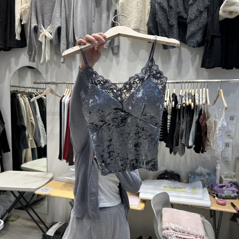 HOT PLACE韓國直郵㊣女裝新品時尚真品推薦吊帶背心天鵝絨HOT PLACE_ISSUE/DREAM GIRIS吊帶/背心圖色2