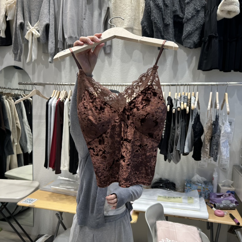 HOT PLACE韓國直郵㊣女裝新品時尚真品推薦吊帶背心天鵝絨HOT PLACE_ISSUE/DREAM GIRIS吊帶/背心圖色4