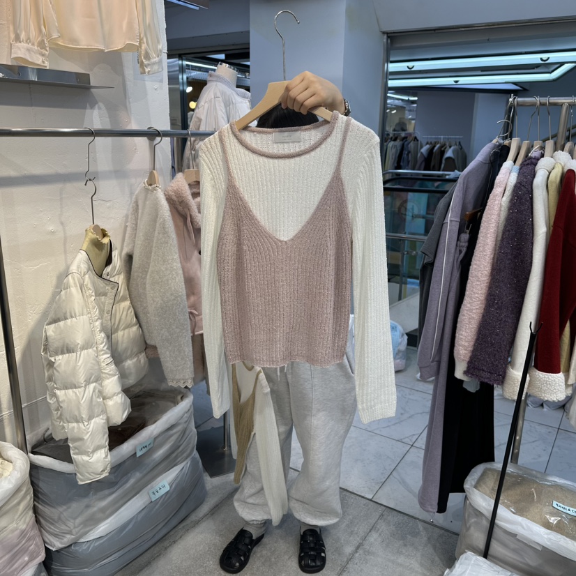 FLY FLY東大門㊣實拍女裝新品真品職業休閑熱賣針織衫假兩件FLY FLY針織衫圖色1