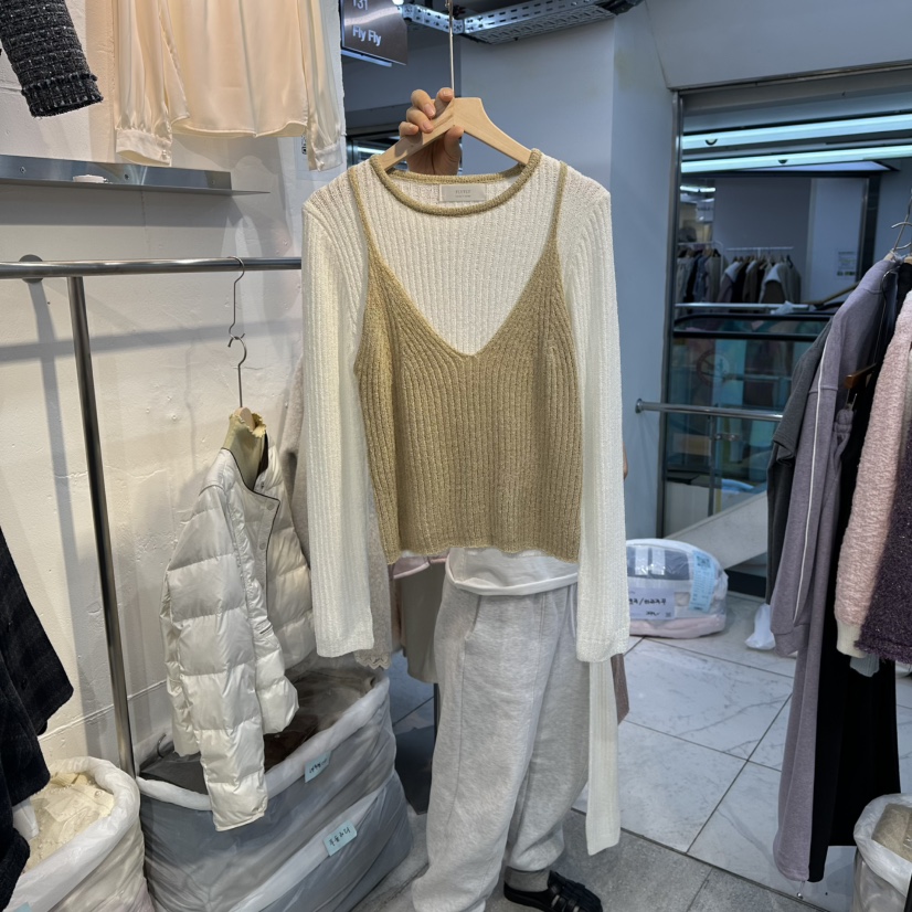 FLY FLY東大門㊣實拍女裝新品真品職業休閑熱賣針織衫假兩件FLY FLY針織衫圖色2