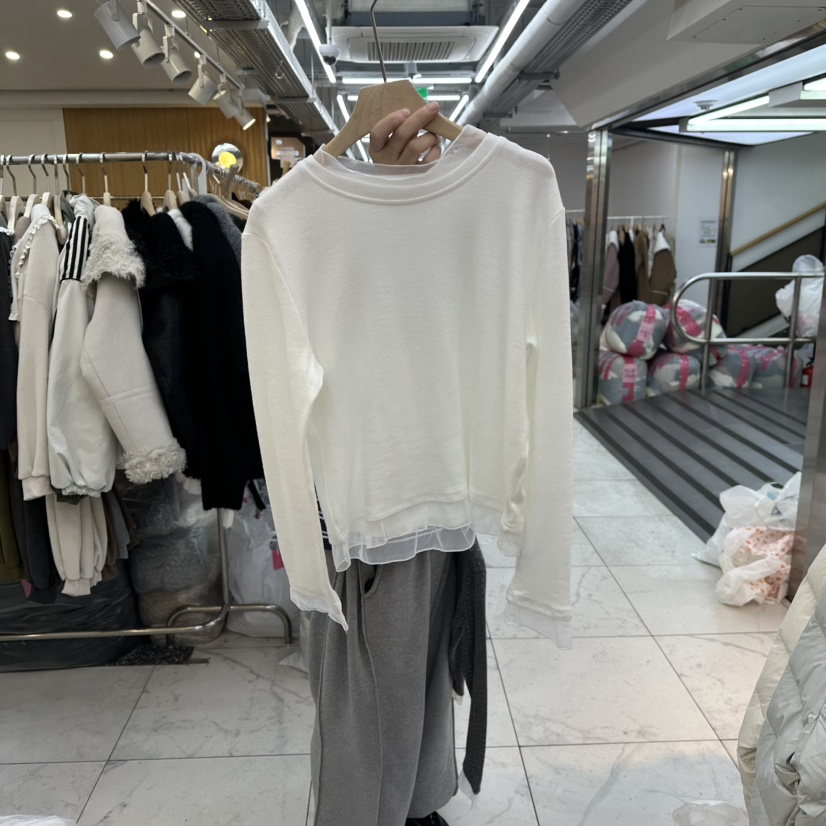 LULULALLA韓國代購㊣女士新品推薦休閑時尚25秋冬針織衫假兩件LULULALLA針織衫圖色1