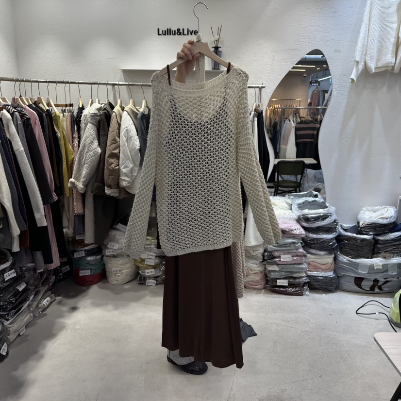 LULULALLA東大門㊣代購女士新款熱賣25秋冬套裝羊毛網眼套裝LULULALLA套裝圖色1