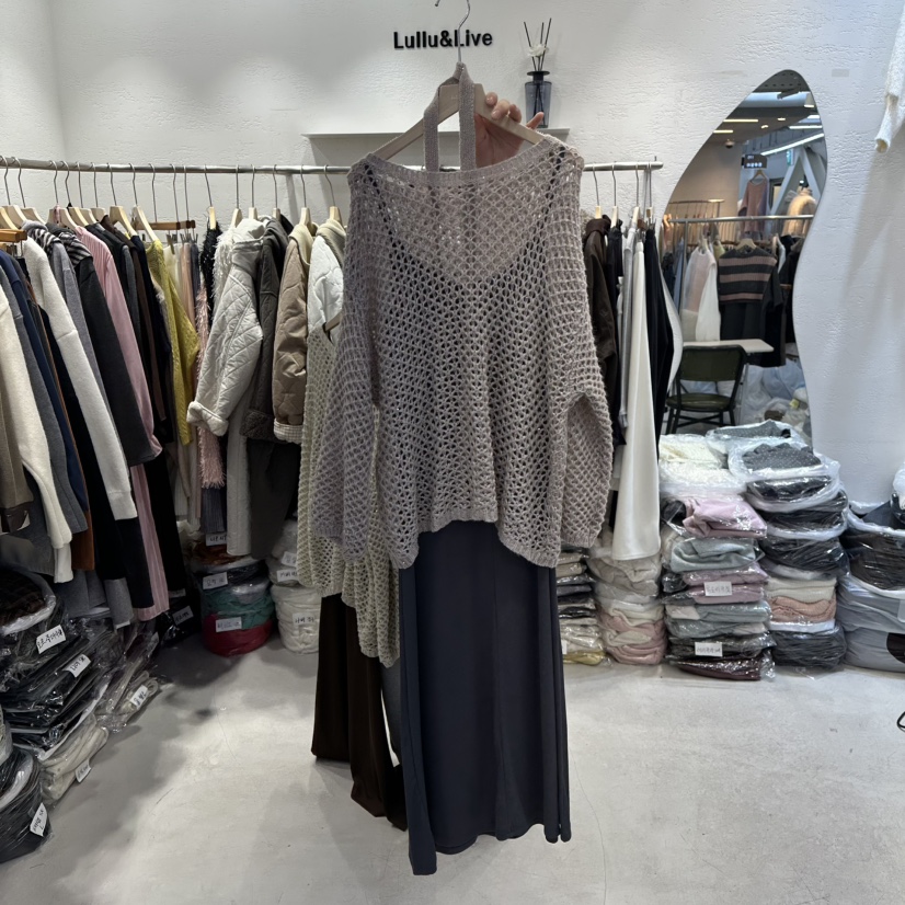 LULULALLA東大門㊣代購女士新款熱賣25秋冬套裝羊毛網眼套裝LULULALLA套裝圖色2