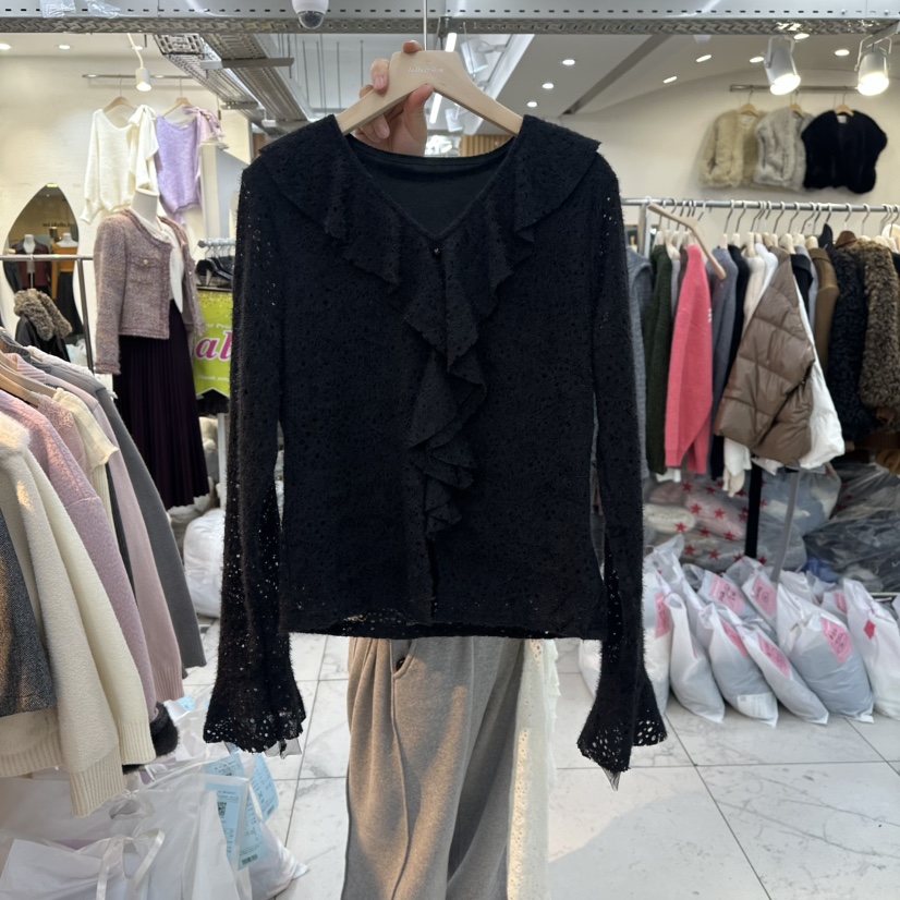 LULULALLA東大門㊣代購女裝新款真品職業時尚人氣襯衫蕾絲衫LULULALLA襯衫/蕾絲衫圖色2