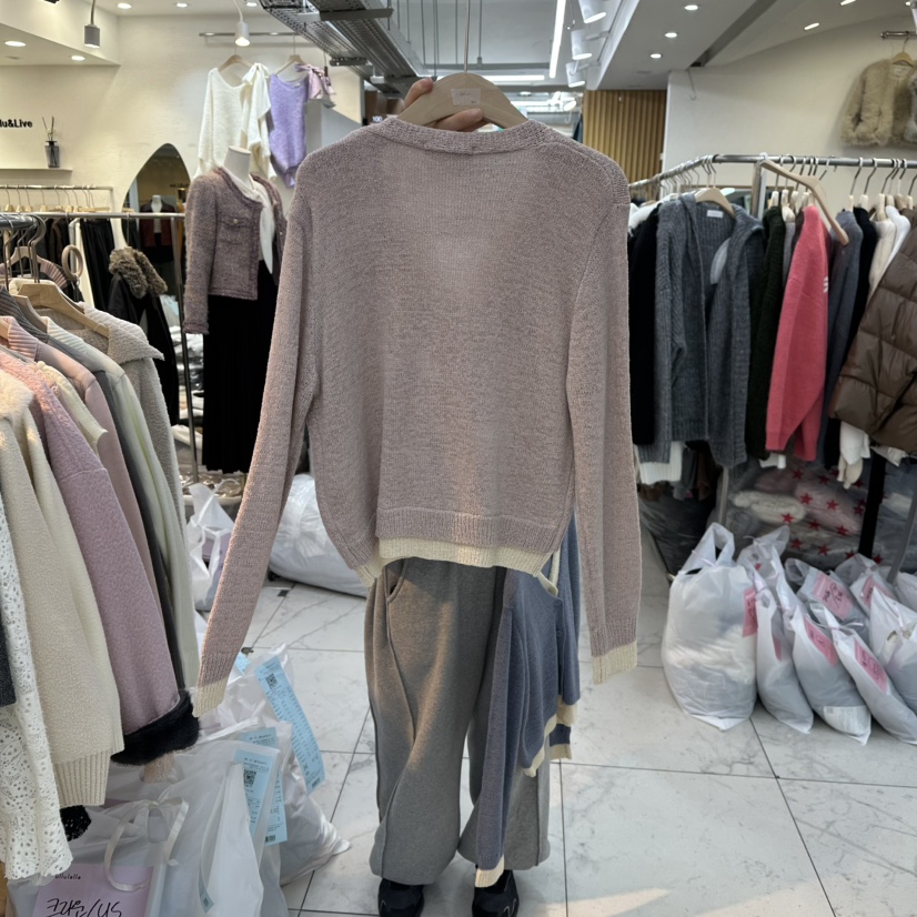 LULULALLA韓國直郵㊣女裝新品職業時尚休閑針織衫假兩件開衫LULULALLA針織衫