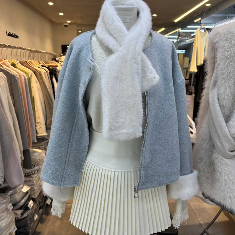 LULULALLA韓國直郵㊣女裝新品真品職業熱賣時尚休閑夾克圍巾LULULALLA夾克圖色1