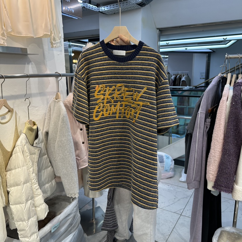 FLY FLY韓國直郵㊣女裝新品休閑職業25秋冬時尚真品T恤條紋FLY FLYT恤圖色2