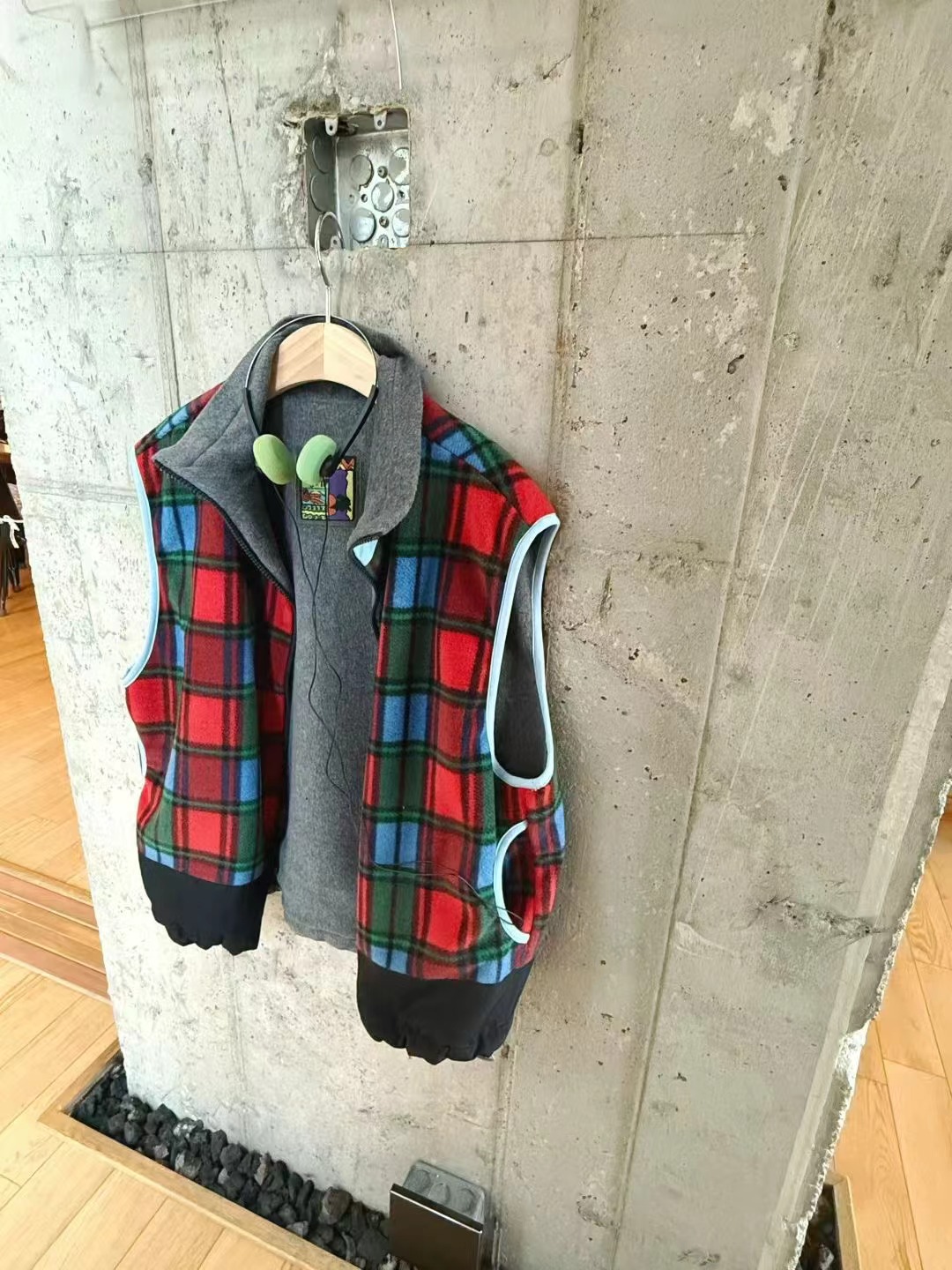 STANDING韓國代購㊣女士新品時尚25秋冬馬甲不含內搭格子褶裥STANDING馬甲