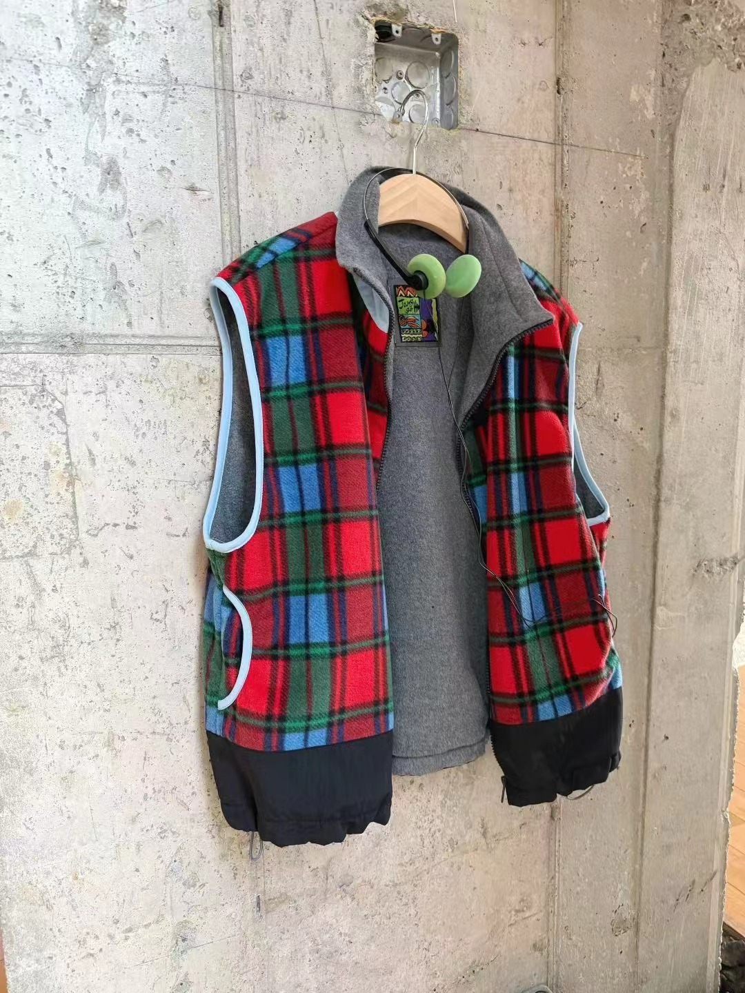 STANDING韓國代購㊣女士新品時尚25秋冬馬甲不含內搭格子褶裥STANDING馬甲圖色1