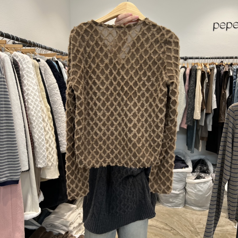 ALMOND PEPE東大門㊣代購女士新款推薦時尚人氣長袖T恤開衫ALMOND PEPE長袖T恤