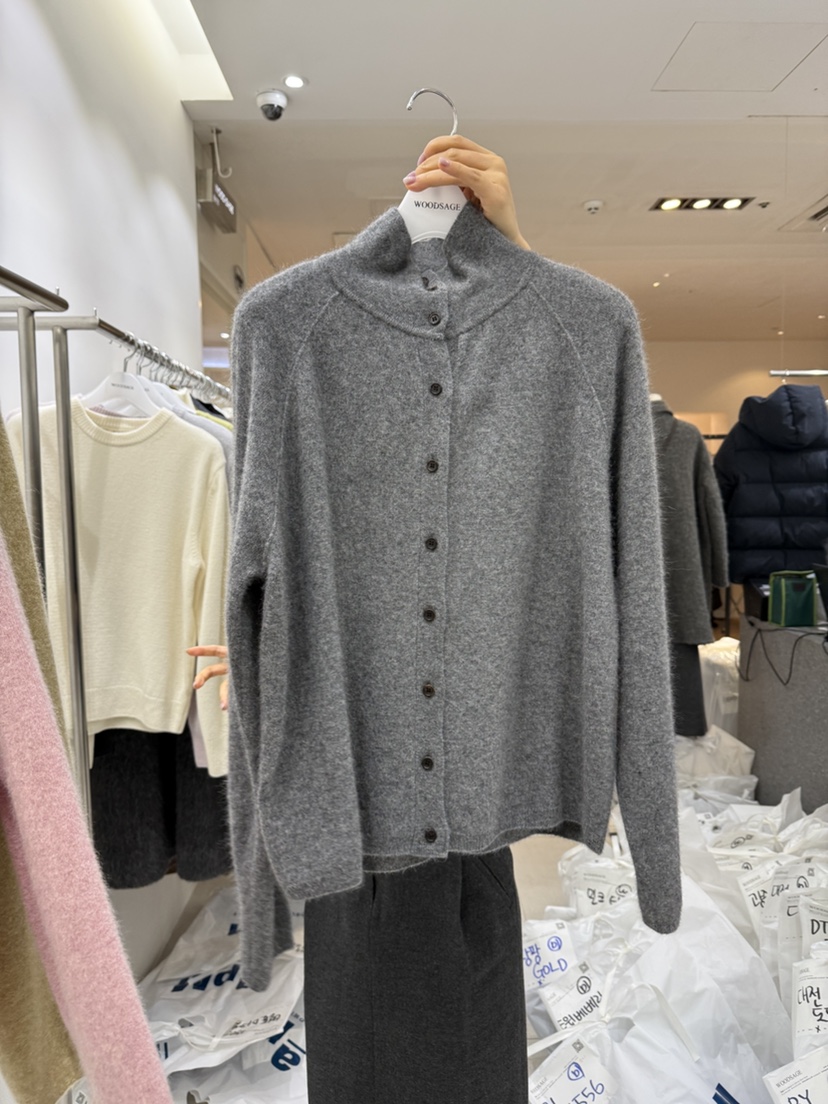 WOOD SAGE韓國代購㊣女裝新品人氣25秋冬真品針織衫浣熊開衫WOOD SAGE針織衫圖色4