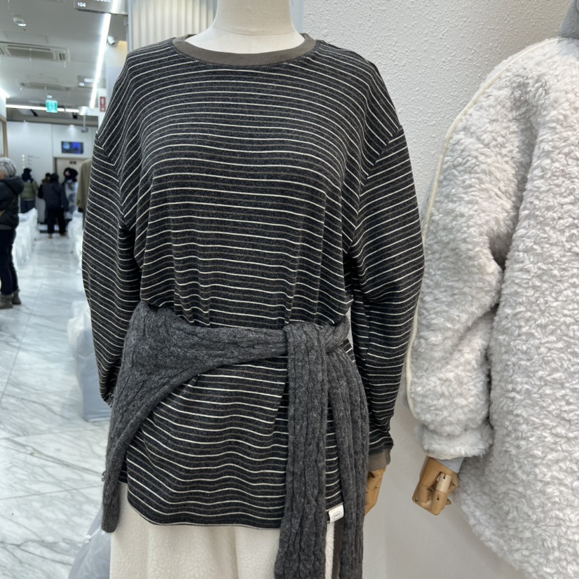 ALMOND PEPE東大門㊣直郵女士新品25秋冬職業推薦長袖T恤條紋ALMOND PEPE長袖T恤圖色2