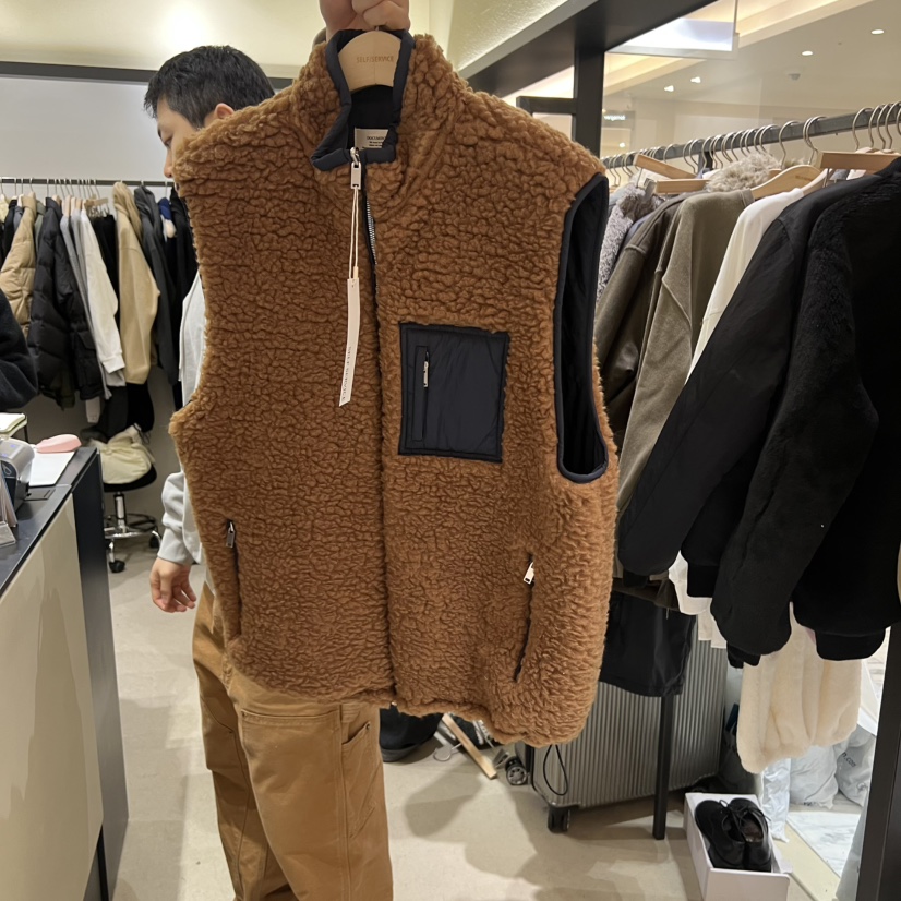 SELF SERVICE韓國直郵㊣女裝新品真品時尚職業馬甲羊皮雙面SELF SERVICE馬甲圖色1