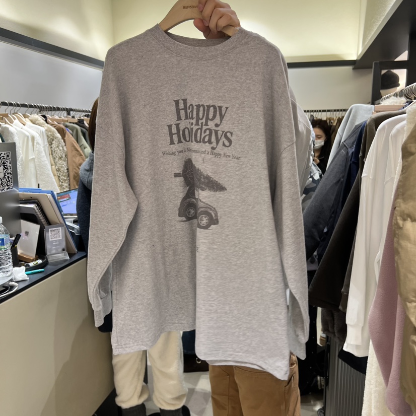 SELF SERVICE東大門㊣代購女裝新款25秋冬人氣熱賣長袖T恤SELF SERVICE長袖T恤圖色2