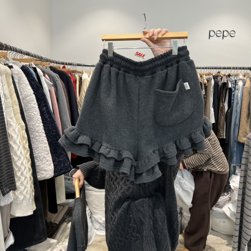 ALMOND PEPE韓國直郵㊣女士新品職業時尚休閑真品短褲毛圈絨ALMOND PEPE短褲