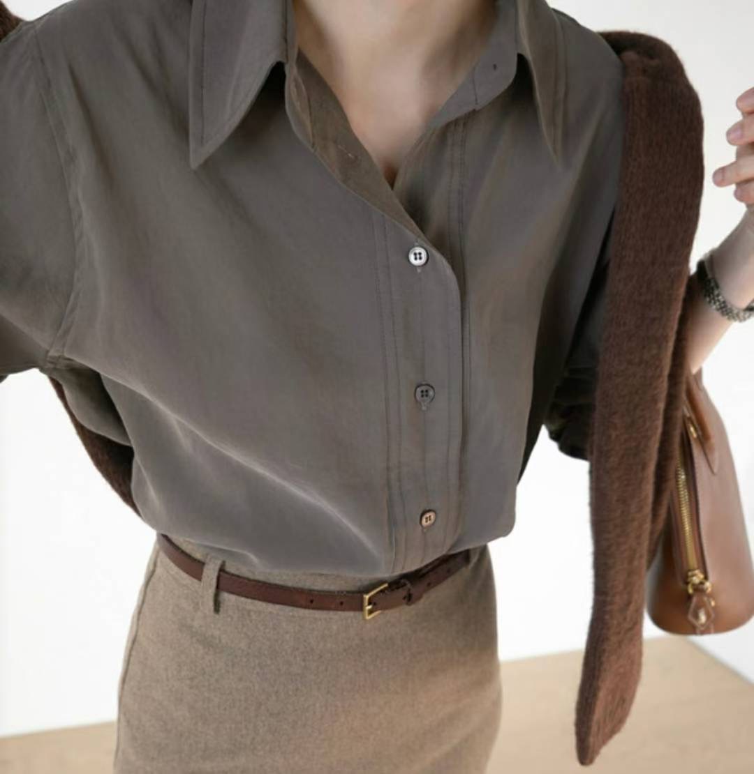 SIMPIEBEIGE韓國直郵㊣女裝新品休閑職業25秋冬推薦襯衫蕾絲衫SIMPIEBEIGE襯衫/蕾絲衫