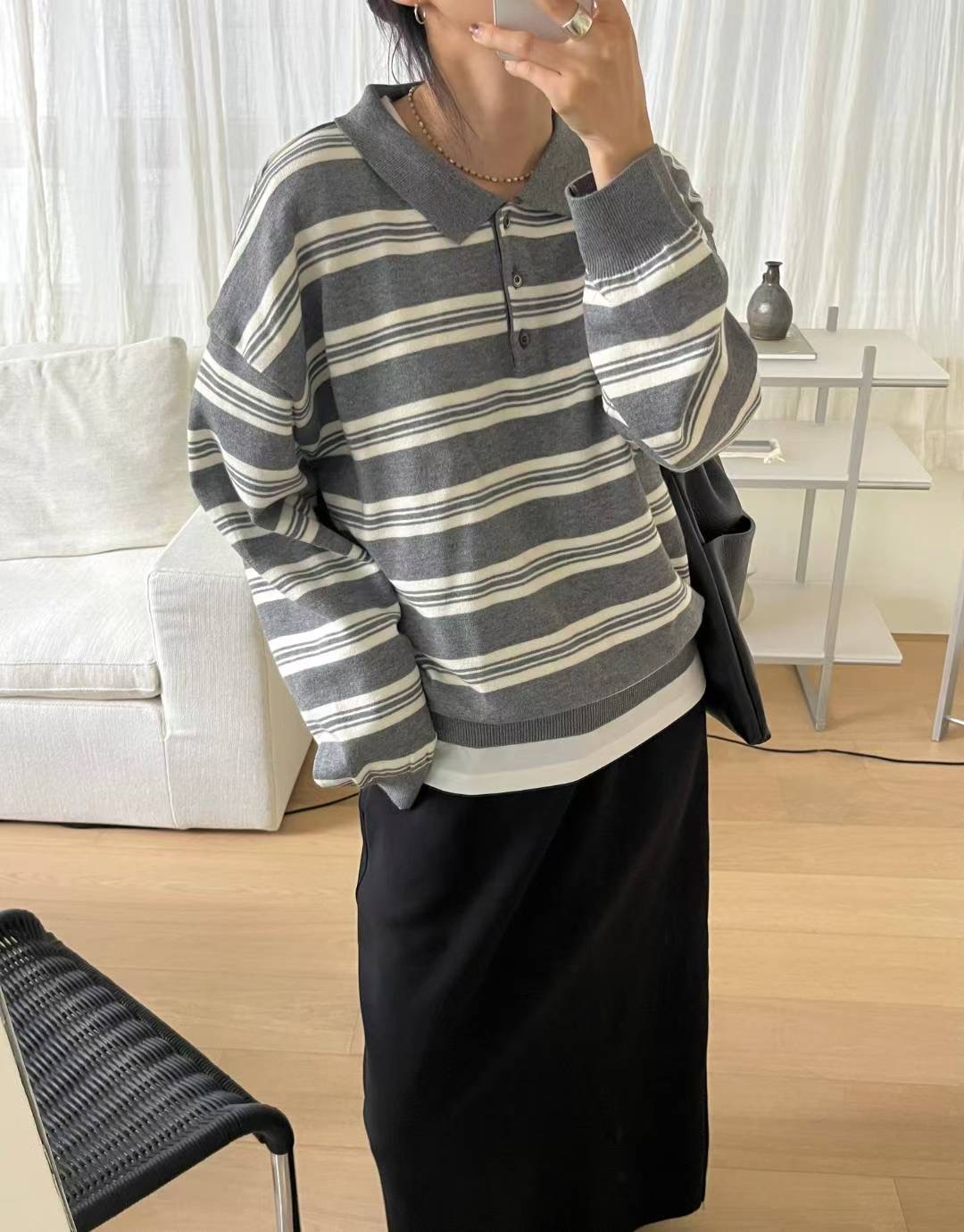 SIMPIEBEIGE韓國代購㊣女裝新品真品休閑25秋冬熱賣針織衫開衫SIMPIEBEIGE針織衫圖色2