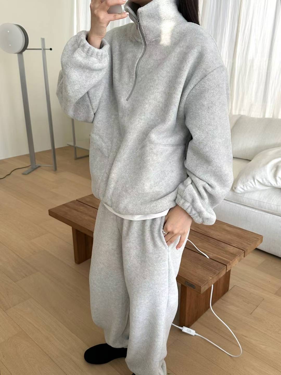 SIMPIEBEIGE韓國直郵㊣女士新款時尚職業人氣25秋冬衛衣抓絨拉鏈SIMPIEBEIGE衛衣