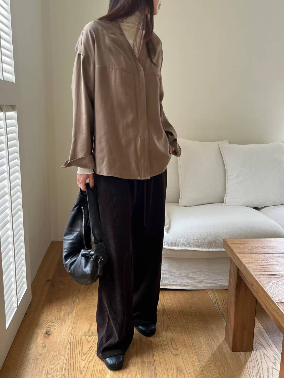 SIMPIEBEIGE東大門㊣實拍女裝新款人氣休閑時尚襯衫蕾絲衫V領SIMPIEBEIGE襯衫/蕾絲衫