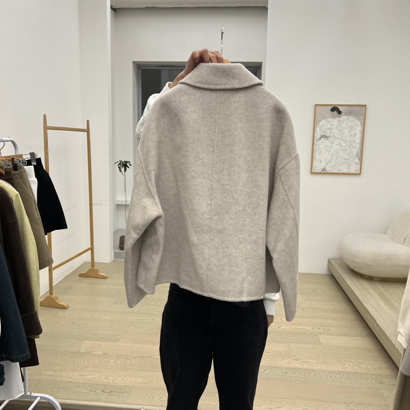 DRESS ROOM韓國直郵㊣女士新款人氣休閑職業推薦短款大衣羊絨DRESS ROOM短款大衣