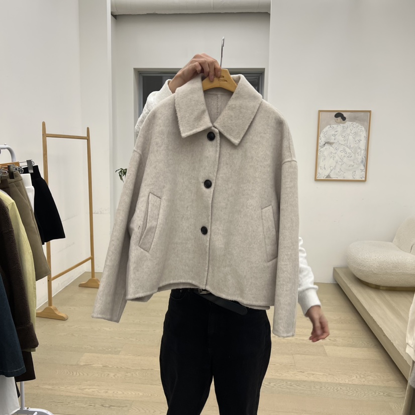 DRESS ROOM韓國直郵㊣女士新款人氣休閑職業推薦短款大衣羊絨DRESS ROOM短款大衣圖色1