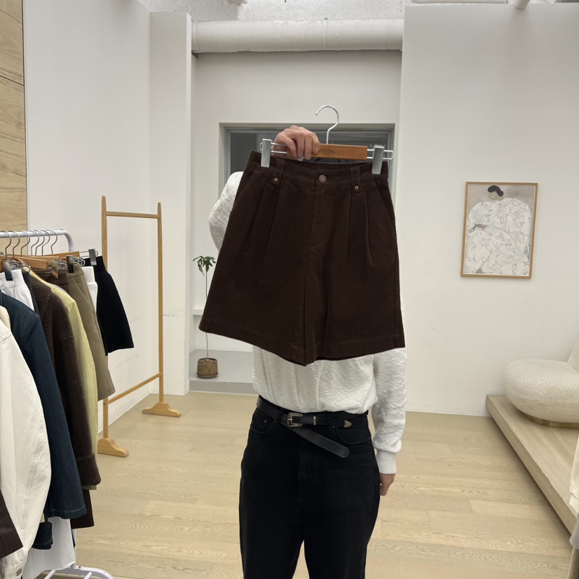 DRESS ROOM東大門㊣代購女士新款推薦時尚休閑真品短褲燈芯絨DRESS ROOM短褲圖色2