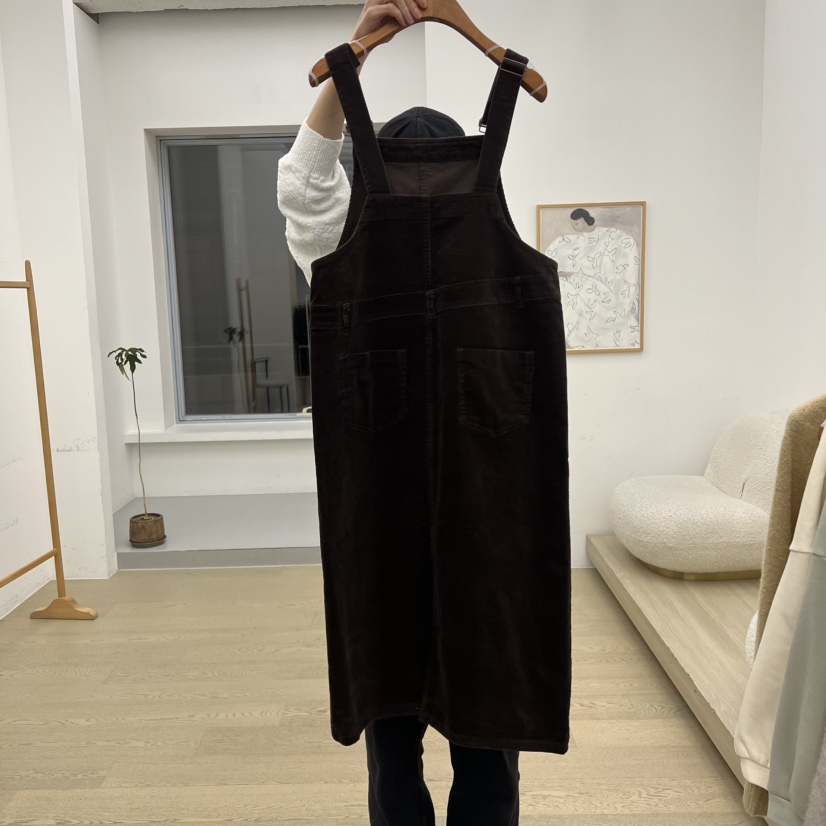 DRESS ROOM東大門㊣代購女士新款時尚休閑連衣裙燈芯絨混紡DRESS ROOM連衣裙