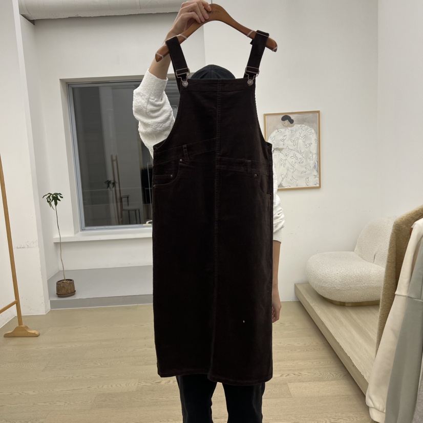 DRESS ROOM東大門㊣代購女士新款時尚休閑連衣裙燈芯絨混紡DRESS ROOM連衣裙圖色1