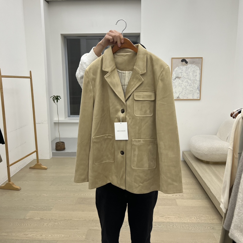 DRESS ROOM東大門㊣直郵女裝新品時尚推薦休閑25秋冬夾克麂皮DRESS ROOM夾克圖色1