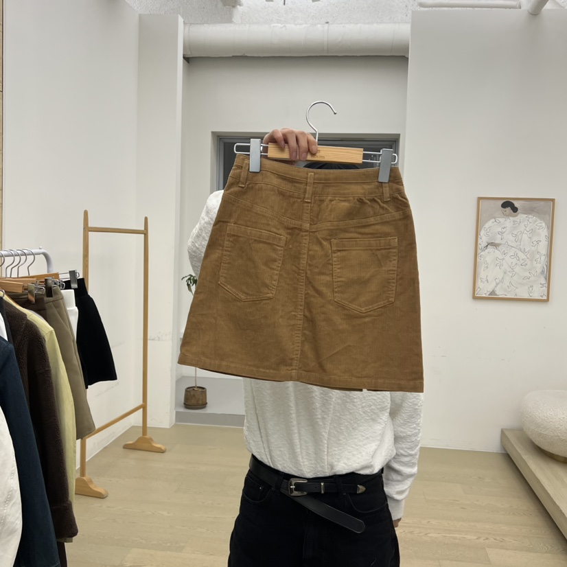 DRESS ROOM韓國直郵㊣女士新品推薦休閑人氣短裙燈芯絨開衩DRESS ROOM短裙