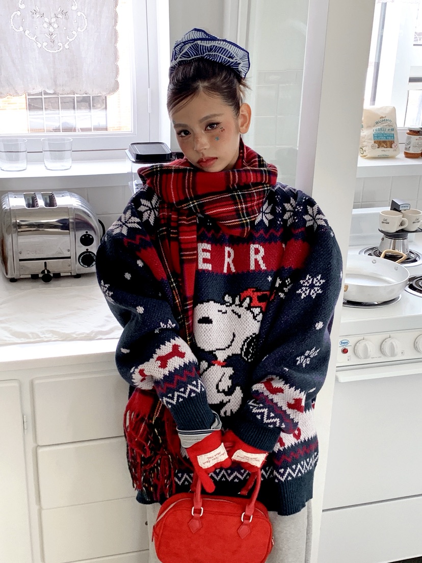 OURWAVE/OUR ROOM東大門㊣代購女裝新款人氣針織衫史努比Our Wave/Our Room針織衫