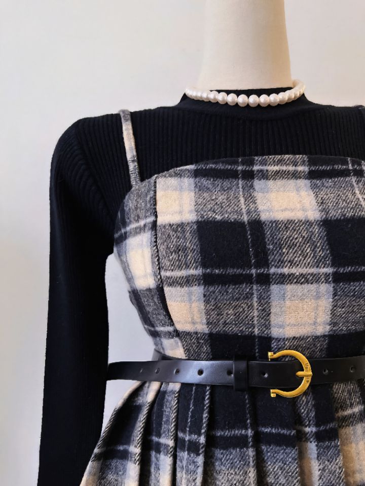 FEMME東大門㊣實拍女士新款推薦職業時尚休閑人氣長袖T恤格子FEMME長袖T恤