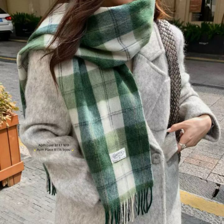 N3韓國直郵㊣女士新品真品25秋冬推薦休閑圍巾披肩羊毛格紋N3圍巾/披肩
