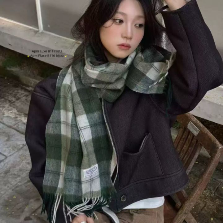 N3韓國直郵㊣女士新品真品25秋冬推薦休閑圍巾披肩羊毛格紋N3圍巾/披肩