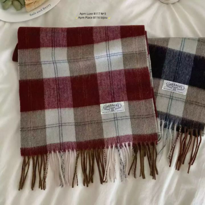 N3韓國直郵㊣女士新品真品25秋冬推薦休閑圍巾披肩羊毛格紋N3圍巾/披肩