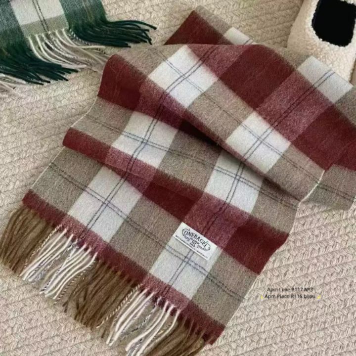 N3韓國直郵㊣女士新品真品25秋冬推薦休閑圍巾披肩羊毛格紋N3圍巾/披肩