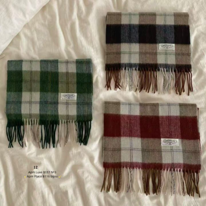 N3韓國直郵㊣女士新品真品25秋冬推薦休閑圍巾披肩羊毛格紋N3圍巾/披肩