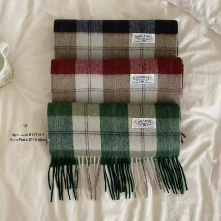 N3韓國直郵㊣女士新品真品25秋冬推薦休閑圍巾披肩羊毛格紋N3圍巾/披肩