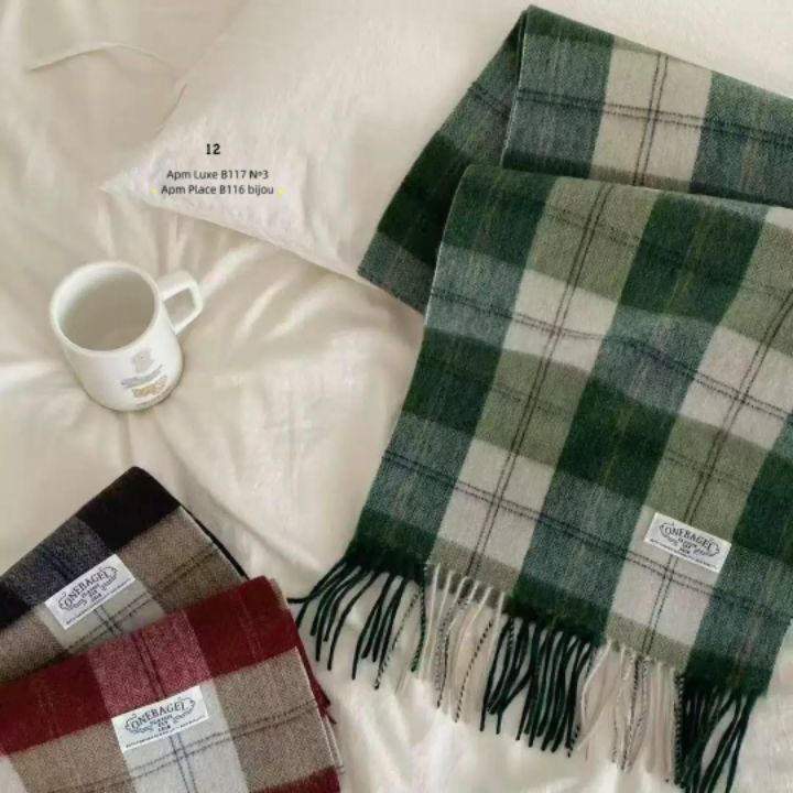 N3韓國直郵㊣女士新品真品25秋冬推薦休閑圍巾披肩羊毛格紋N3圍巾/披肩