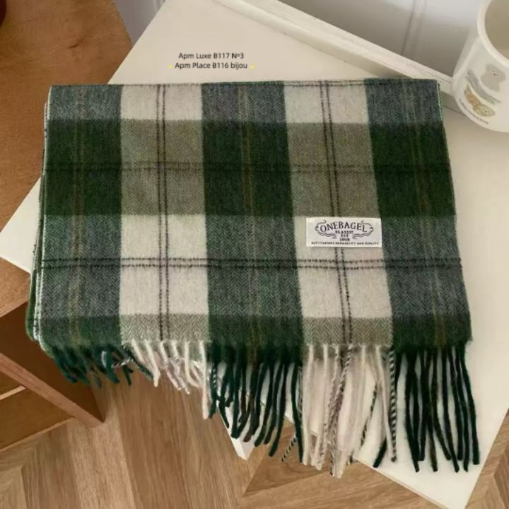 N3韓國直郵㊣女士新品真品25秋冬推薦休閑圍巾披肩羊毛格紋N3圍巾/披肩圖色1