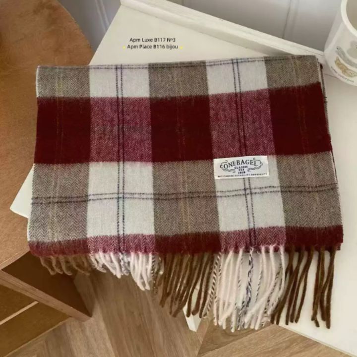 N3韓國直郵㊣女士新品真品25秋冬推薦休閑圍巾披肩羊毛格紋N3圍巾/披肩圖色2